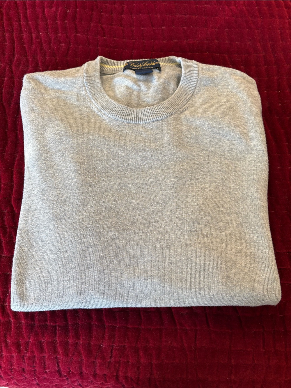Brooks Brothers Men’s Crewneck Sweater in Light Gray, size medium